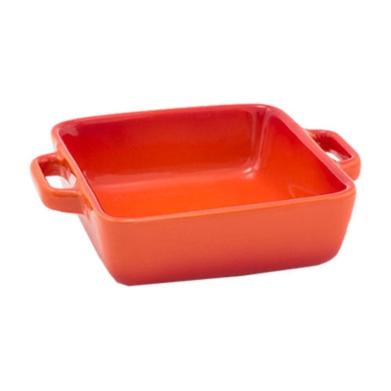 Front of the House Kiln Ovenware Square Dish, 14 oz, Orange (12-pack)