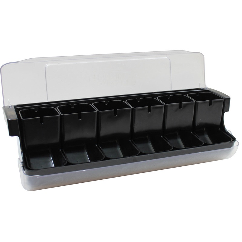 TableCraft First In First Out Garnish Station, 6 Compartments, Black, FINAL SALE