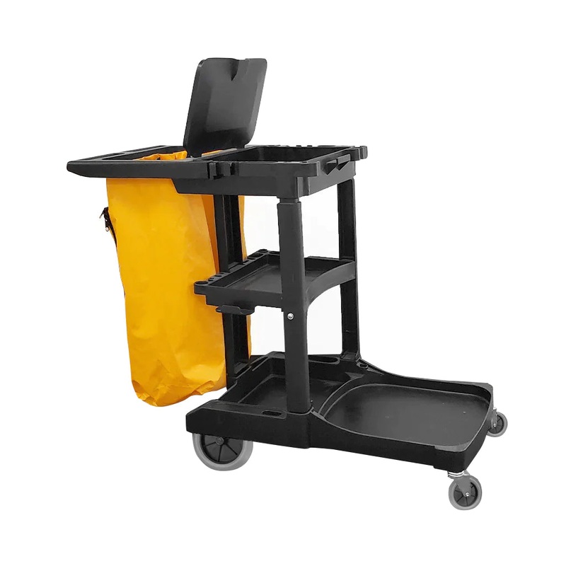 Globe Heavy Duty Janitorial Cart, 44.25" x 20" x 38", Black