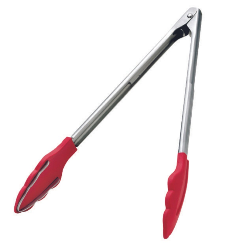 Browne Silicone Tongs w Metal Teeth, Red, FINAL SALE