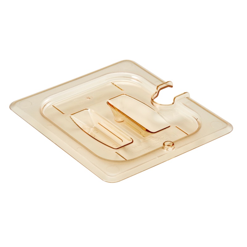 Cambro High Heat Food Pan Cover, Notched w/Handle Amber