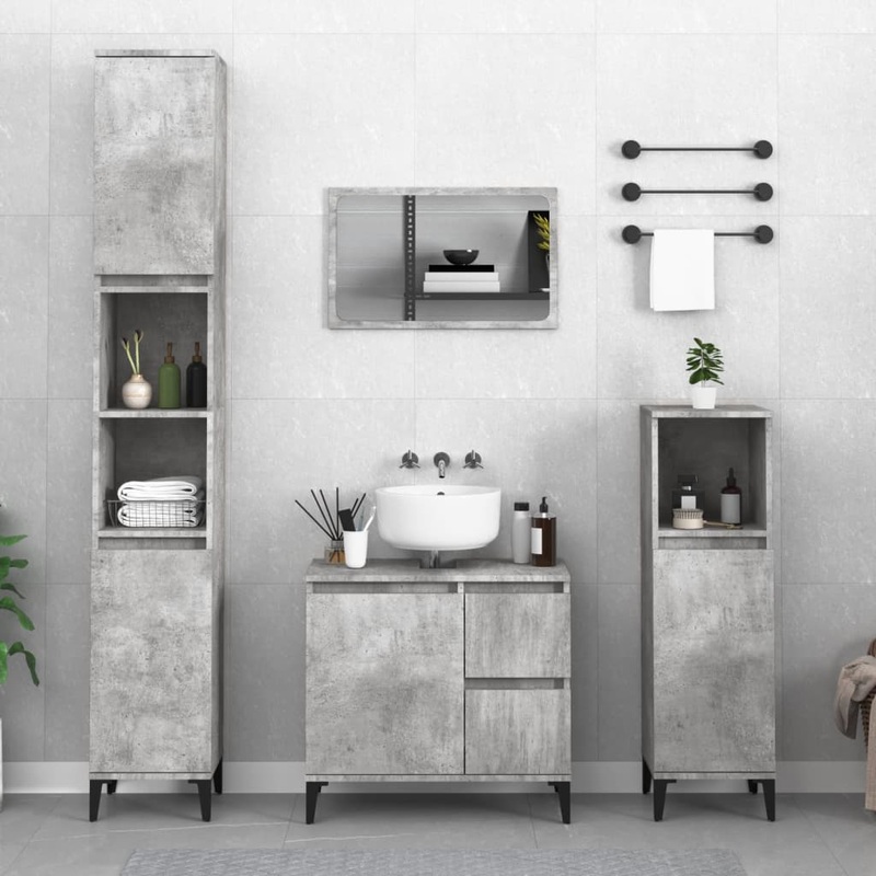 Armoire de salle de bain gris bton 30x30x190 cm