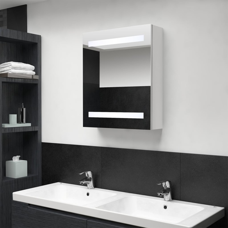 Armoire de salle de bain  miroir LED blanc brillant 50x14x60cm