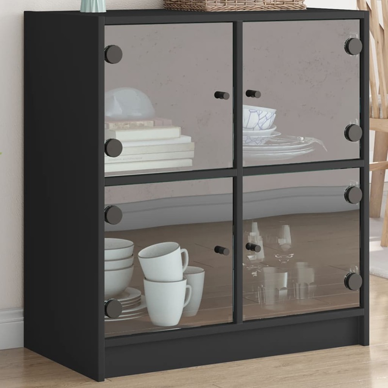 Armoire latrale avec portes en verre noir 68x37x75,5 cm