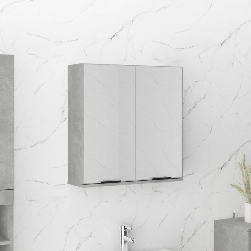 Armoire  miroir de salle de bain Gris bton 64x20x67 cm