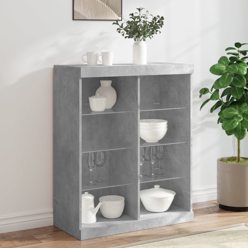 Buffet avec lumires LED gris bton 81x37x100 cm