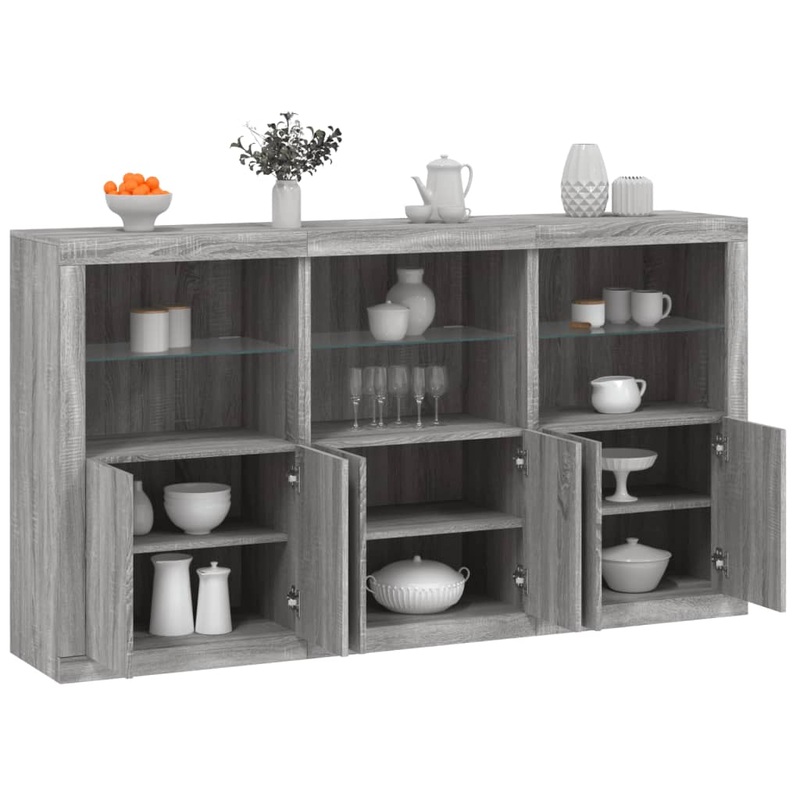 Buffet avec lumires LED sonoma gris 181,5x37x100 cm