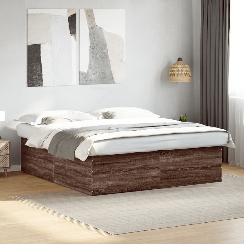 Cadre de lit sans matelas chne marron 200x200 cm