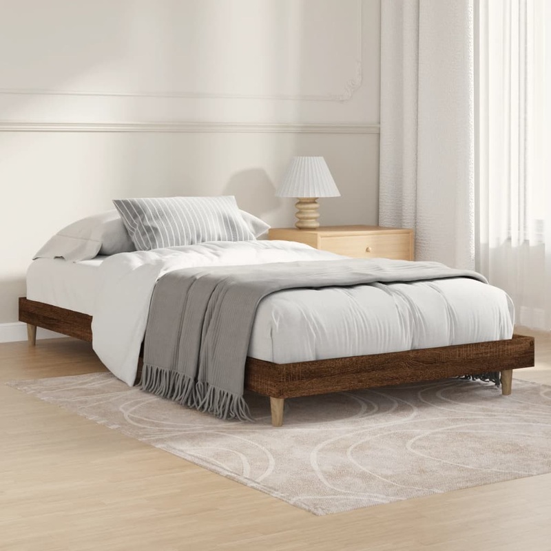Cadre de lit sans matelas chne marron 90x200cm bois ingnierie