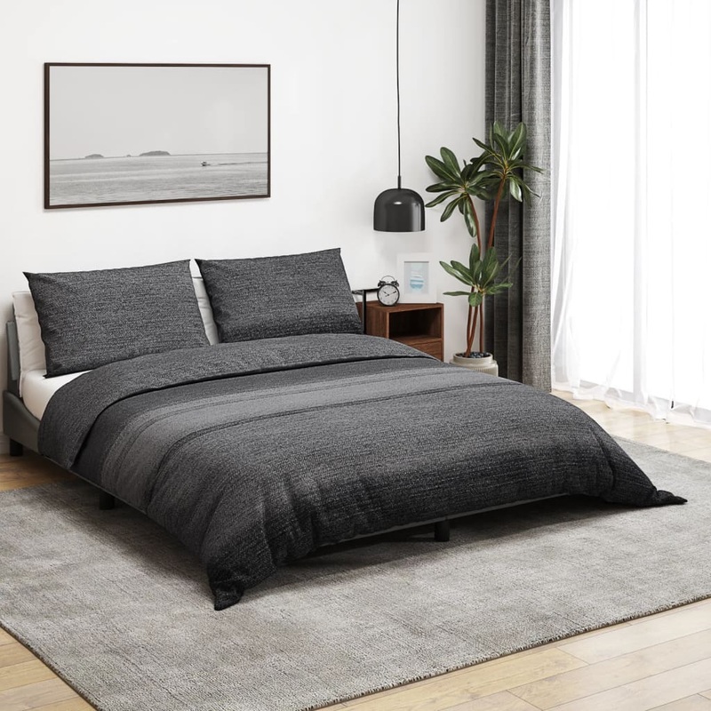 Ensemble de housse de couette gris fonc 260x220 cm Coton