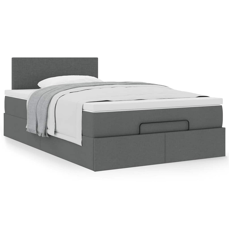Lit ottoman avec matelas gris fonc 120x190 cm tissu