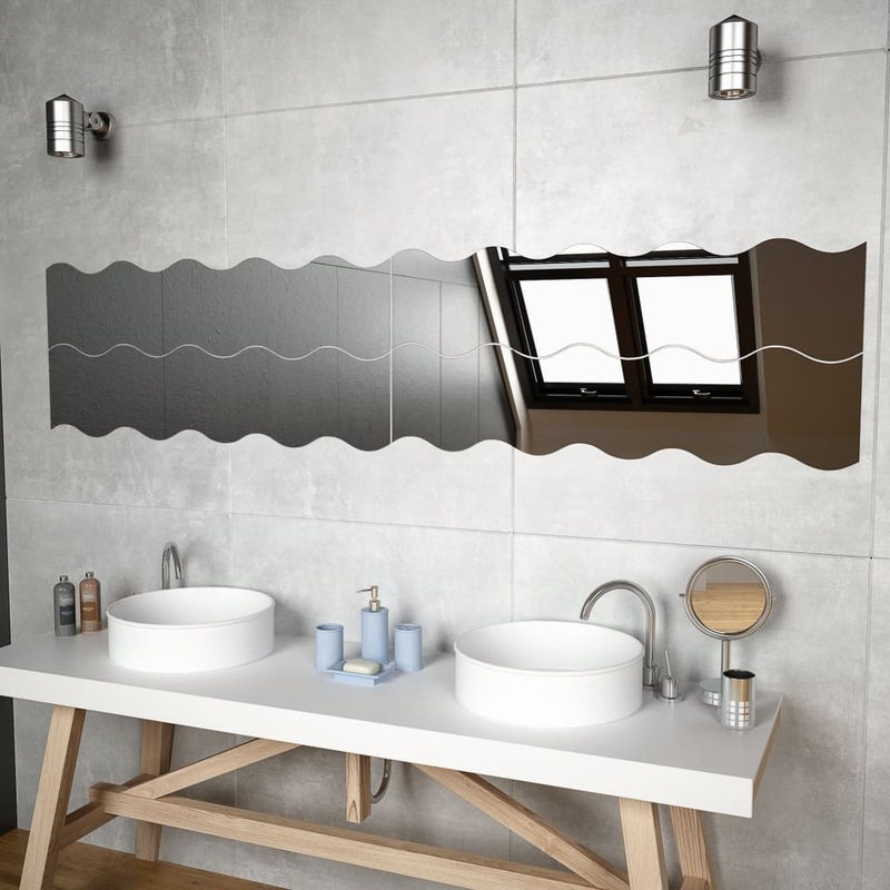 Miroirs muraux 4 pcs 100x23 cm Ondul Verre