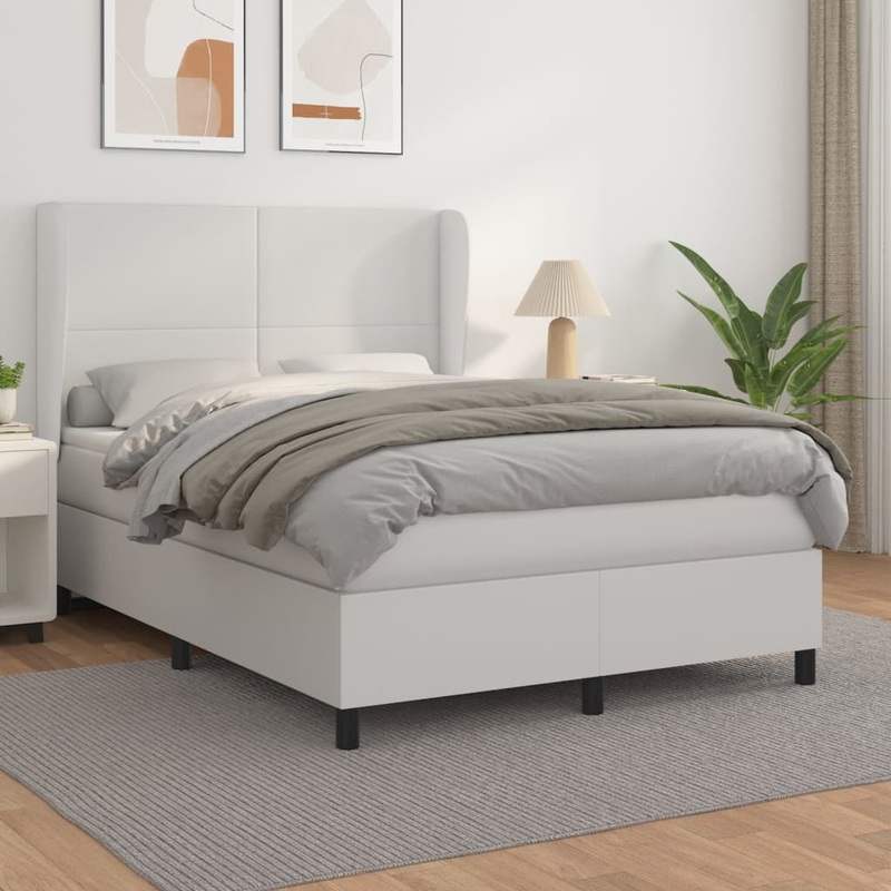 Sommier  lattes de lit avec matelas Blanc 140x190cm Similicuir
