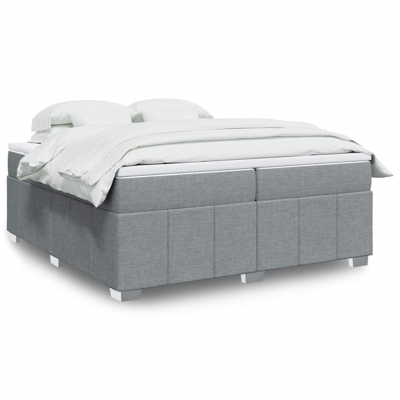Sommier  lattes de lit avec matelas Gris clair 200x200cm Tissu