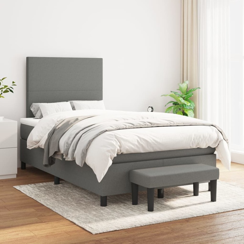 Sommier  lattes de lit avec matelas Gris fonc 120x200cm Tissu