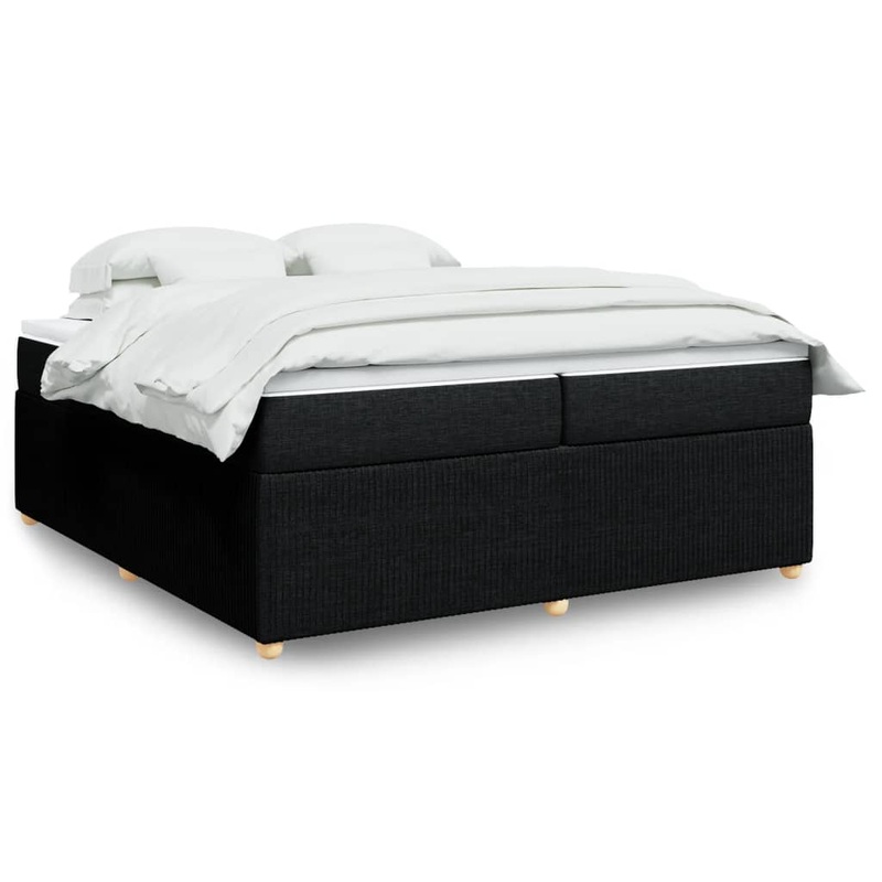 Sommier  lattes de lit avec matelas Noir 200x200 cm Tissu