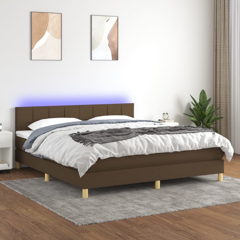 Sommier  lattes de lit matelas et LED Marron fonc 180x200cm