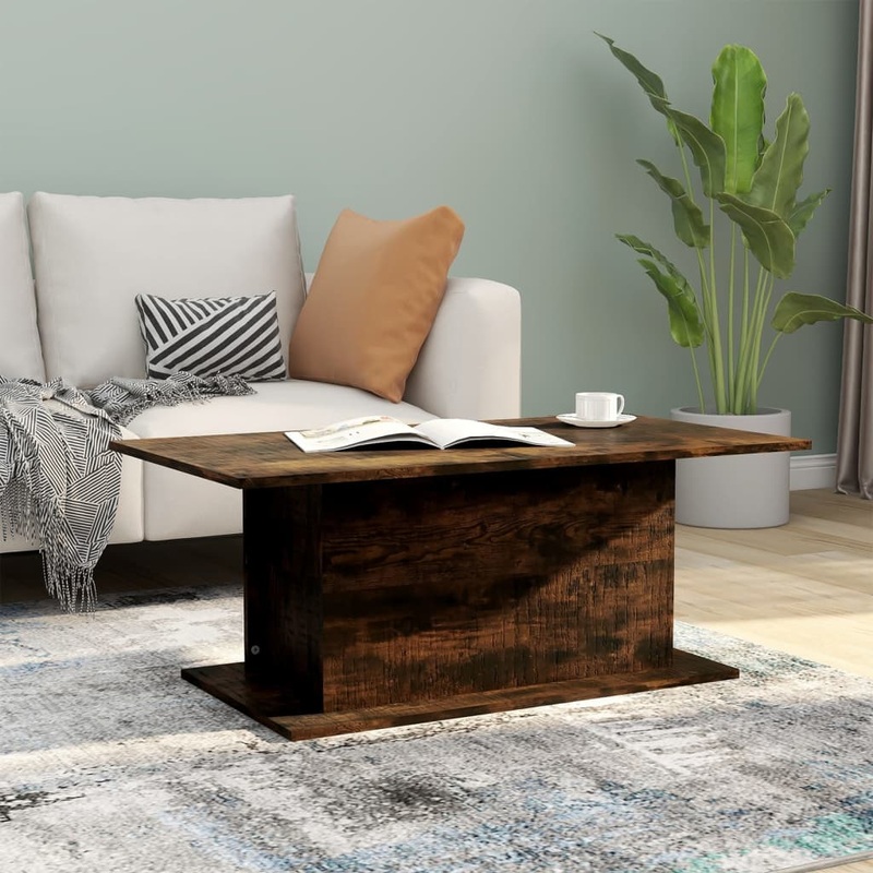 Table basse Chne fum 102x55,5x40 cm Bois d'ingnierie