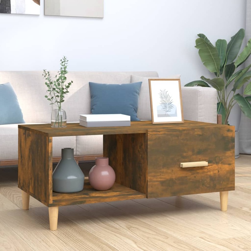 Table basse chne fum 89,5x50x40 cm bois d'ingnierie