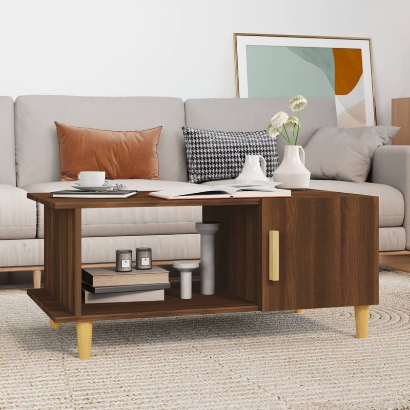 Table basse chne marron 90x50x40 cm bois d'ingnierie