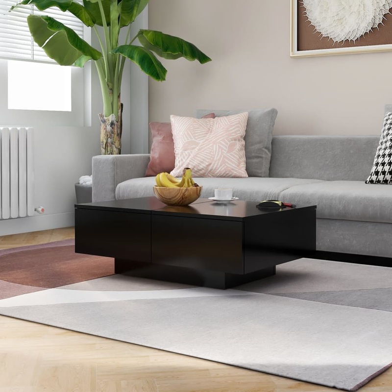 Table basse Noir 90x60x31 cm Bois dingnierie