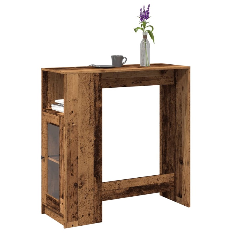Table de bar avec tagres vieux bois bois d'ingnierie