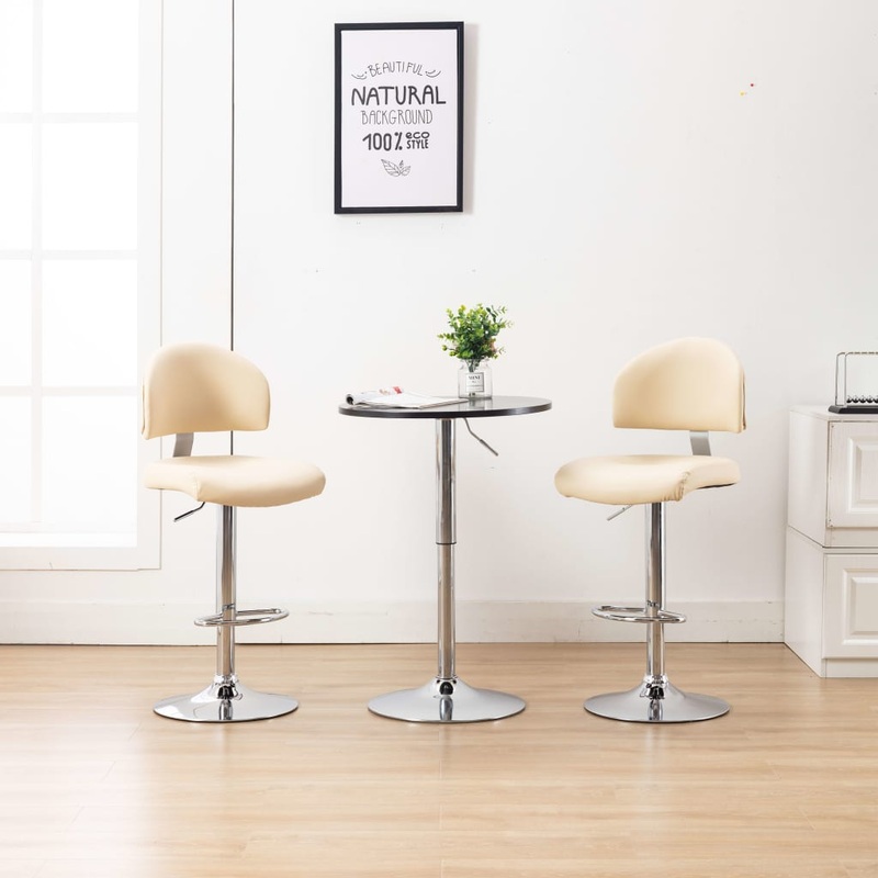Tabourets de bar lot de 2 crme similicuir