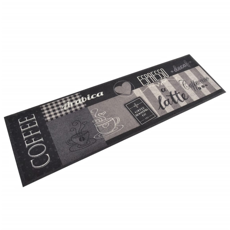 Tapis de cuisine lavable impression caf noir 45x150 cm velours