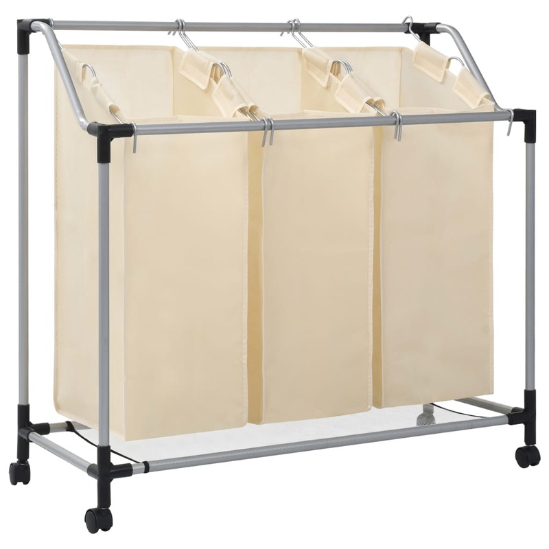 Trieuse  linge avec 3 sacs Crme Acier